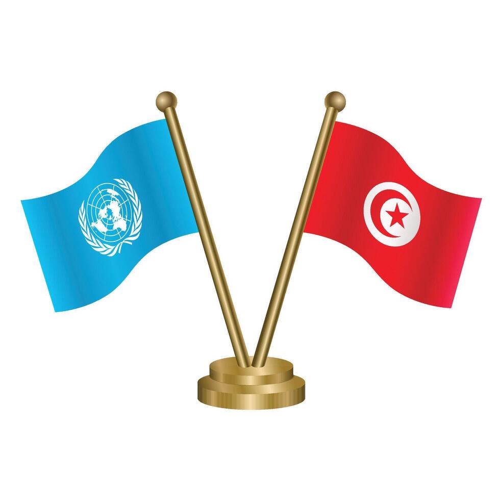 United Nations and Tunisia table relation flag. Illustration vector