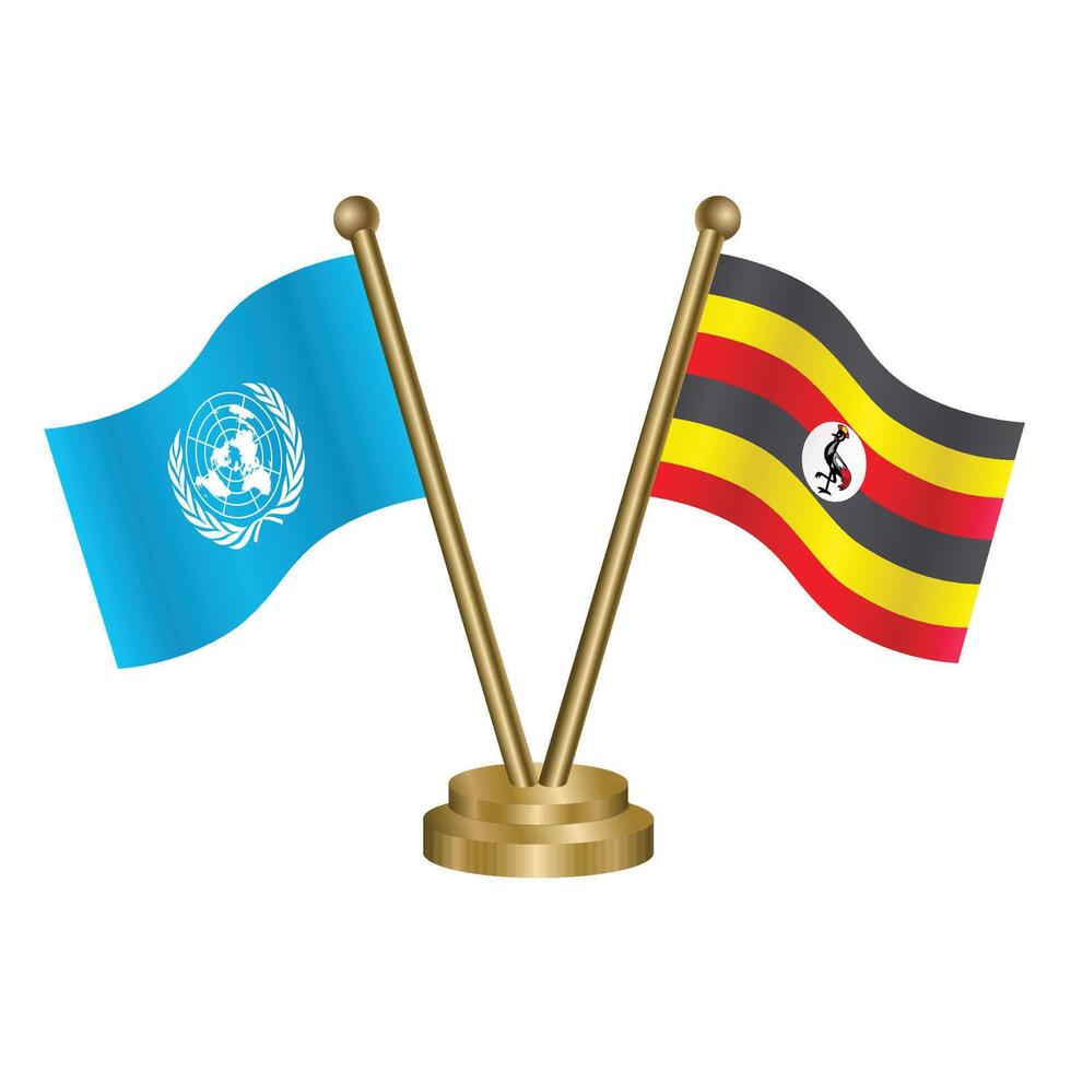 United Nations and Uganda table relation flag. Illustration vector