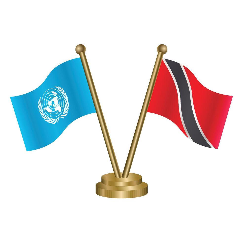 United Nations and Trinidad and Tobago table flag. Illustration vector