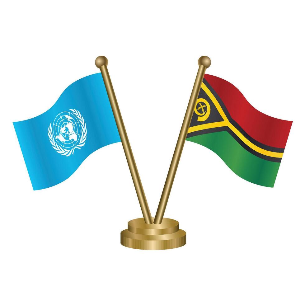 United Nations and Vanuatu table relation flag. Illustration vector