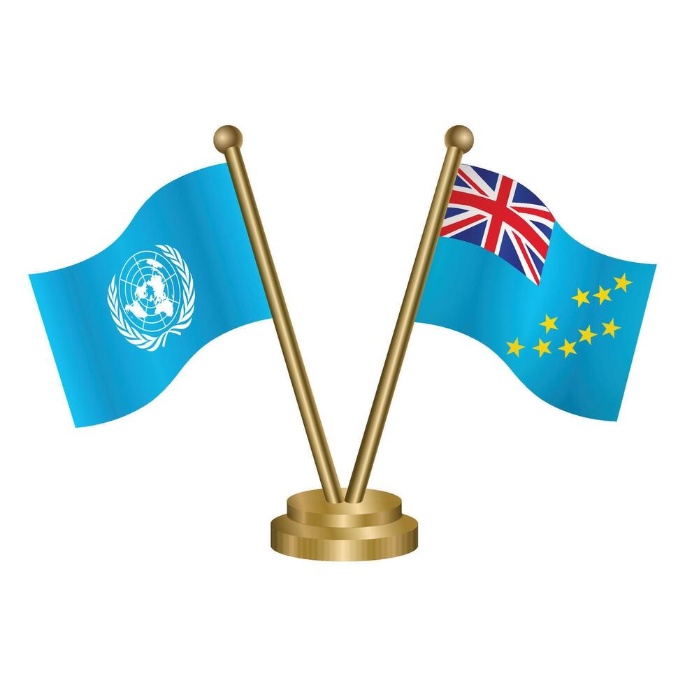 United Nations and Tuvalu table flag. Illustration vector