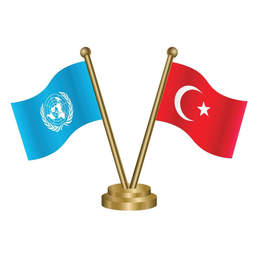 United Nations and Turkey table relation flag. Illustration vector