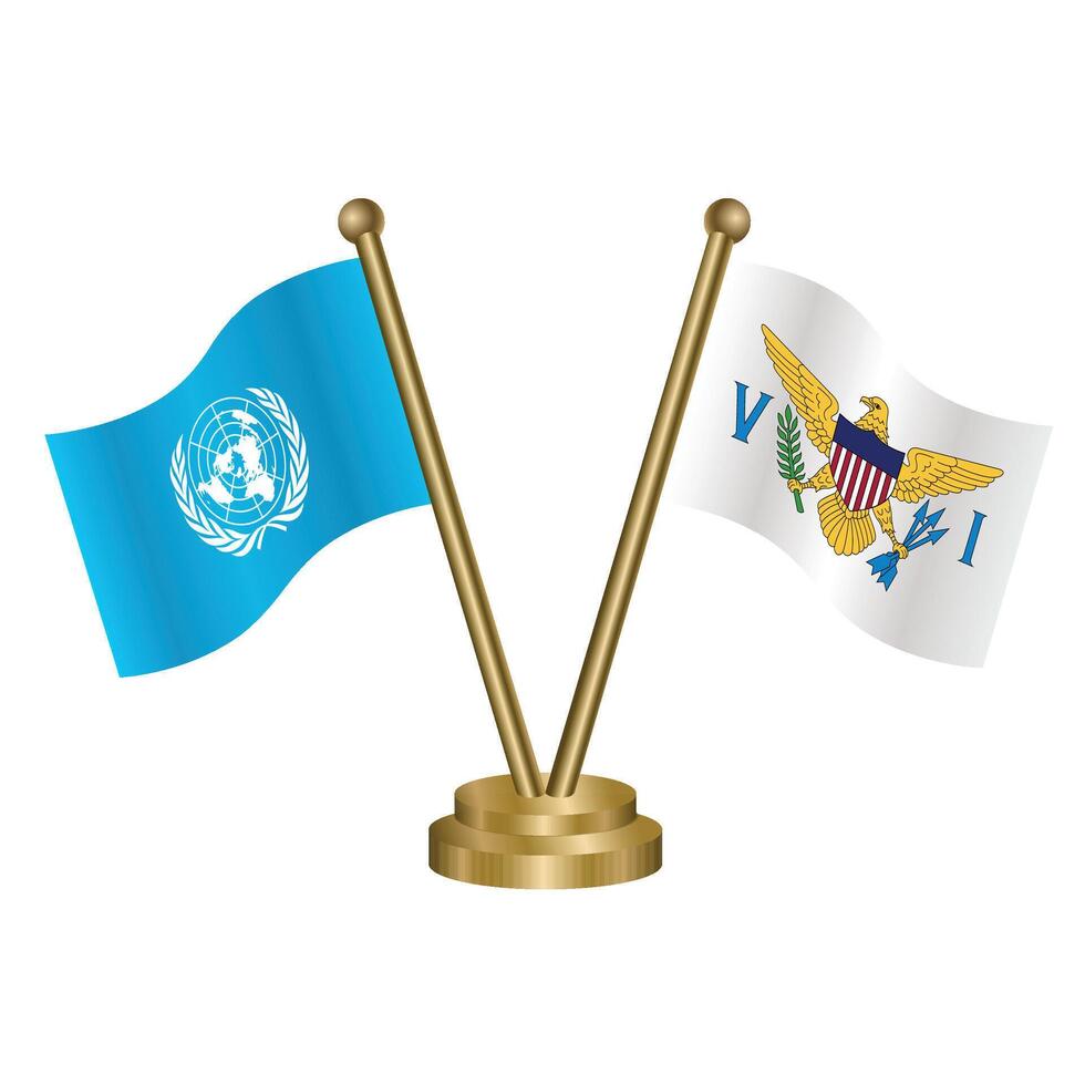 United Nations and Us Virgin Islands table relation flag. Illustration vector