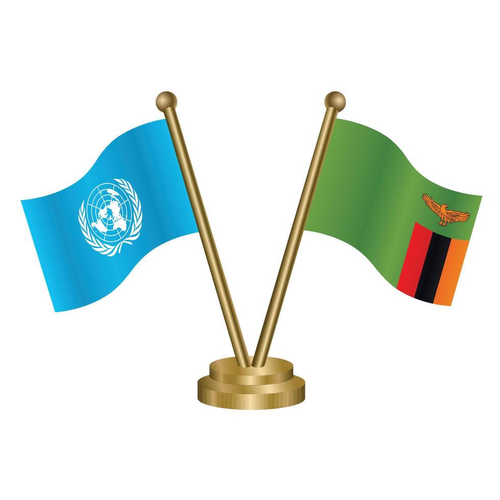 United Nations and Zambia table relation flag. Illustration vector