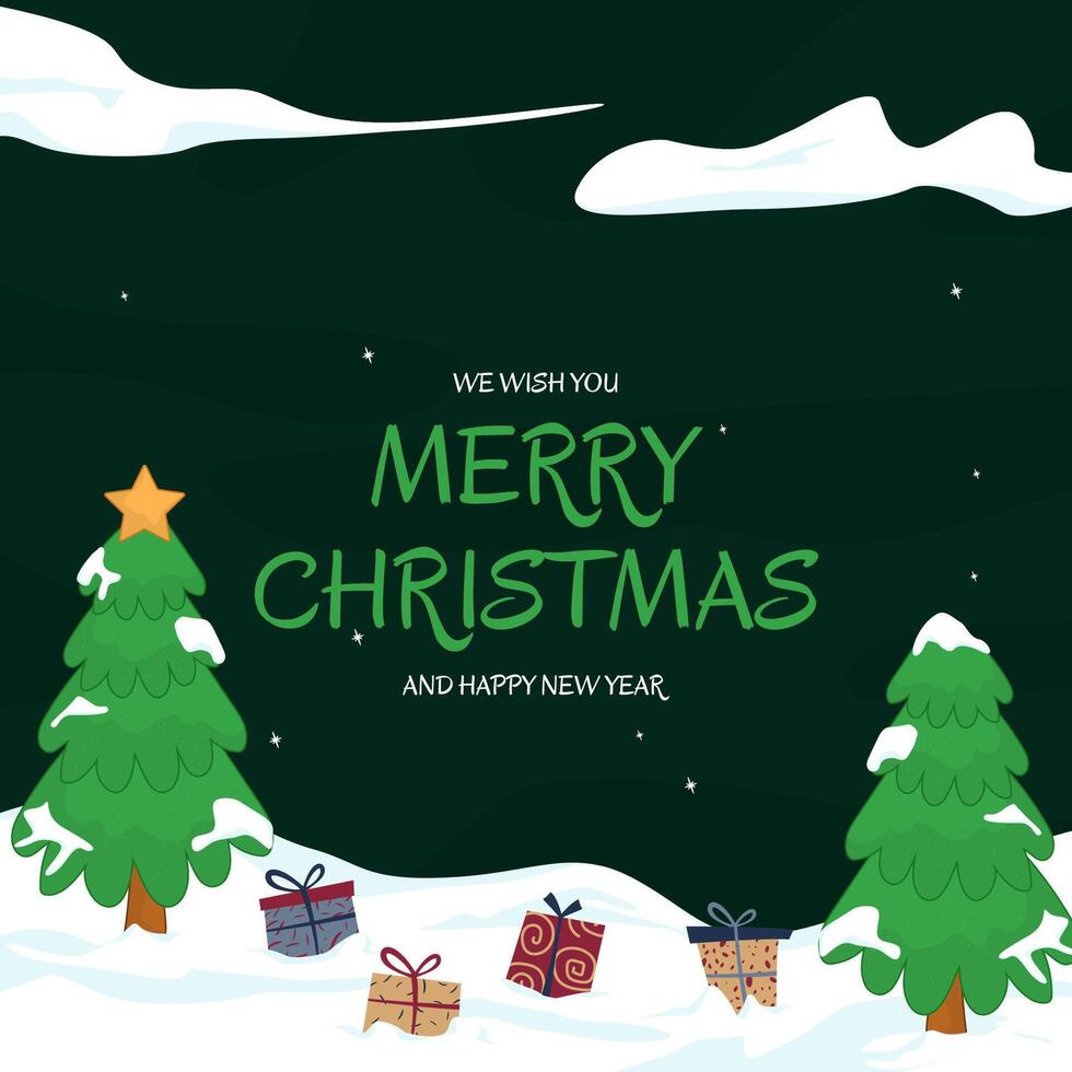 Christmas background with Christmas tree illustration in flat design vector