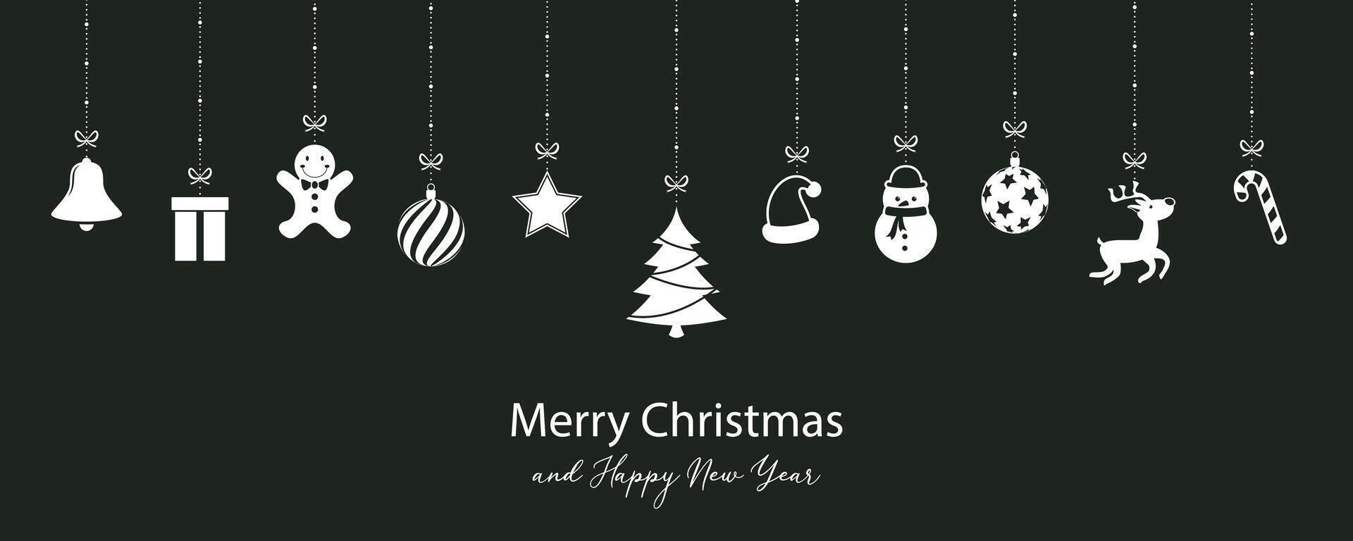 Elegant dark blue Christmas banner with ornament silhouette vector
