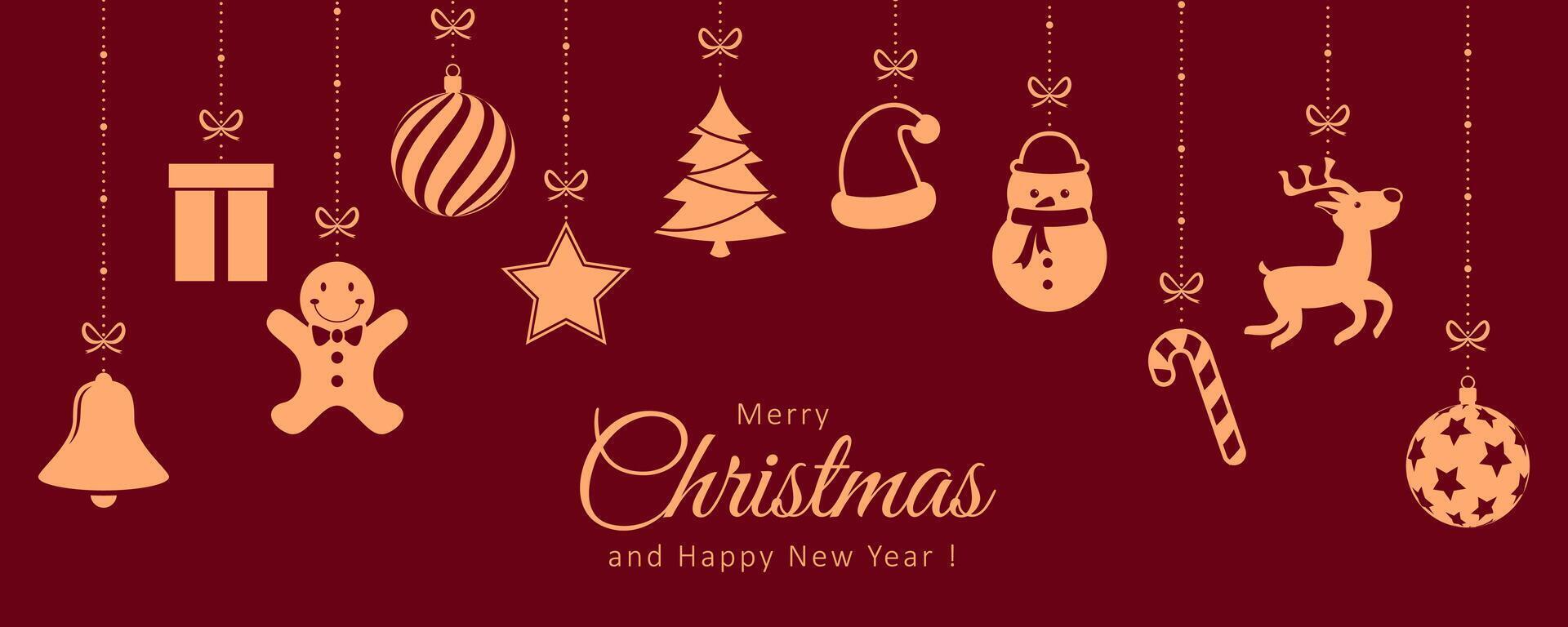 Elegant Christmas banner with ornament silhouette vector