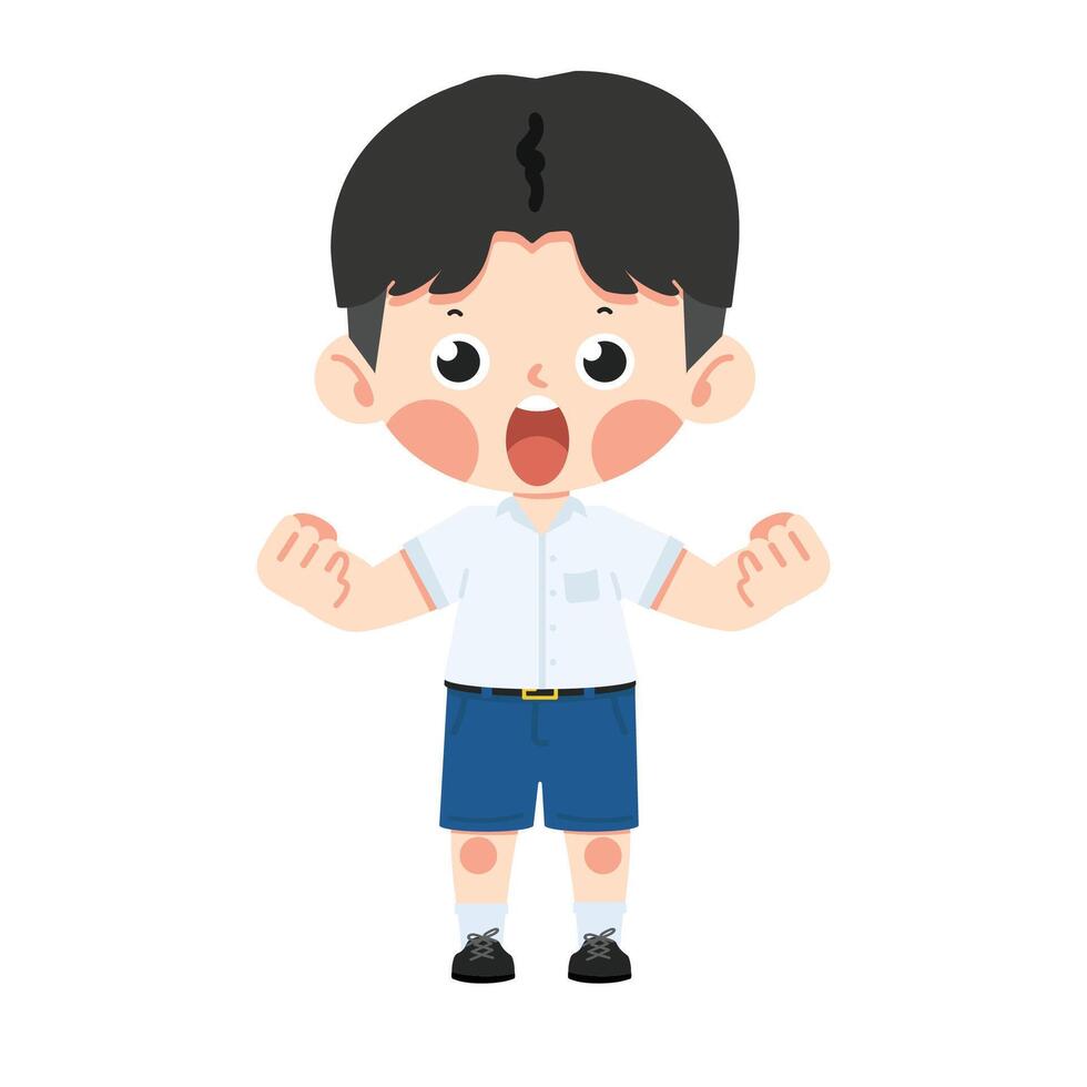 Excited Schoolboy with Open Arms vector