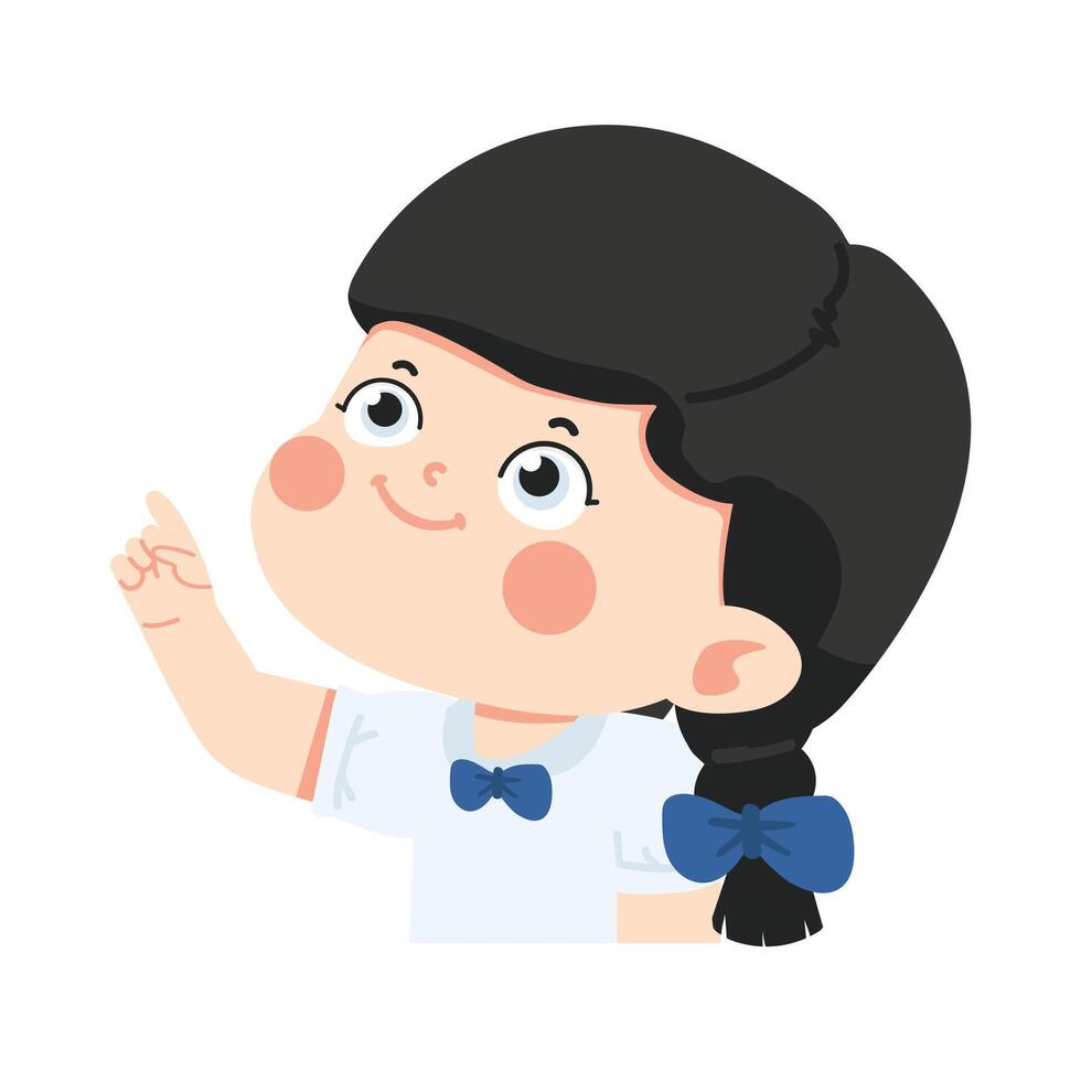 girl in school uniform pointing to something vector