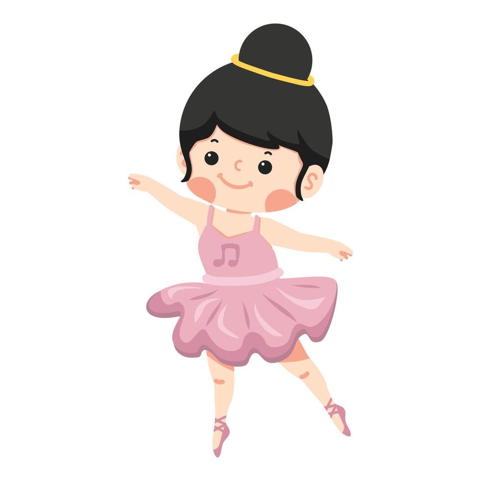 Cute Ballerina Girl Dancing cartoon vector