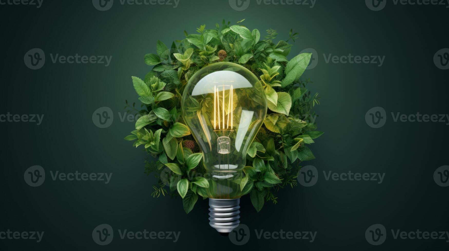 The bulb is located on the inside with leaves forest and the trees are in the light. Neural network photo