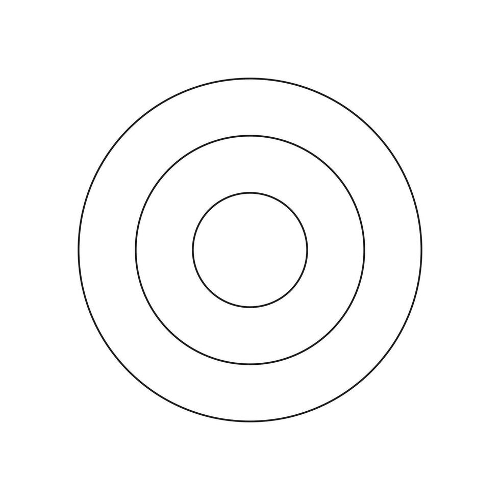 Polar grid concentric circles. Circle diagram divided on segments. Wheel of life, habits tracker. Blank polar graph paper. Graphic template. vector