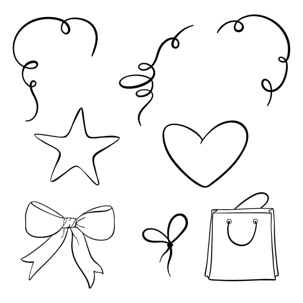 Beautifully handdrawn festive decorative elements designed for various celebrations and gifts. Illustration vector
