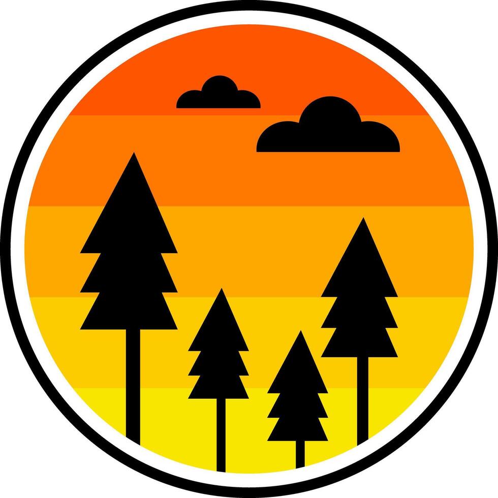 Circle Sunset Trees Illustration vector
