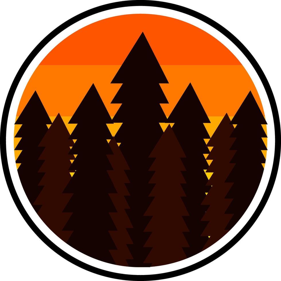 Sticker Sunset Forest vector