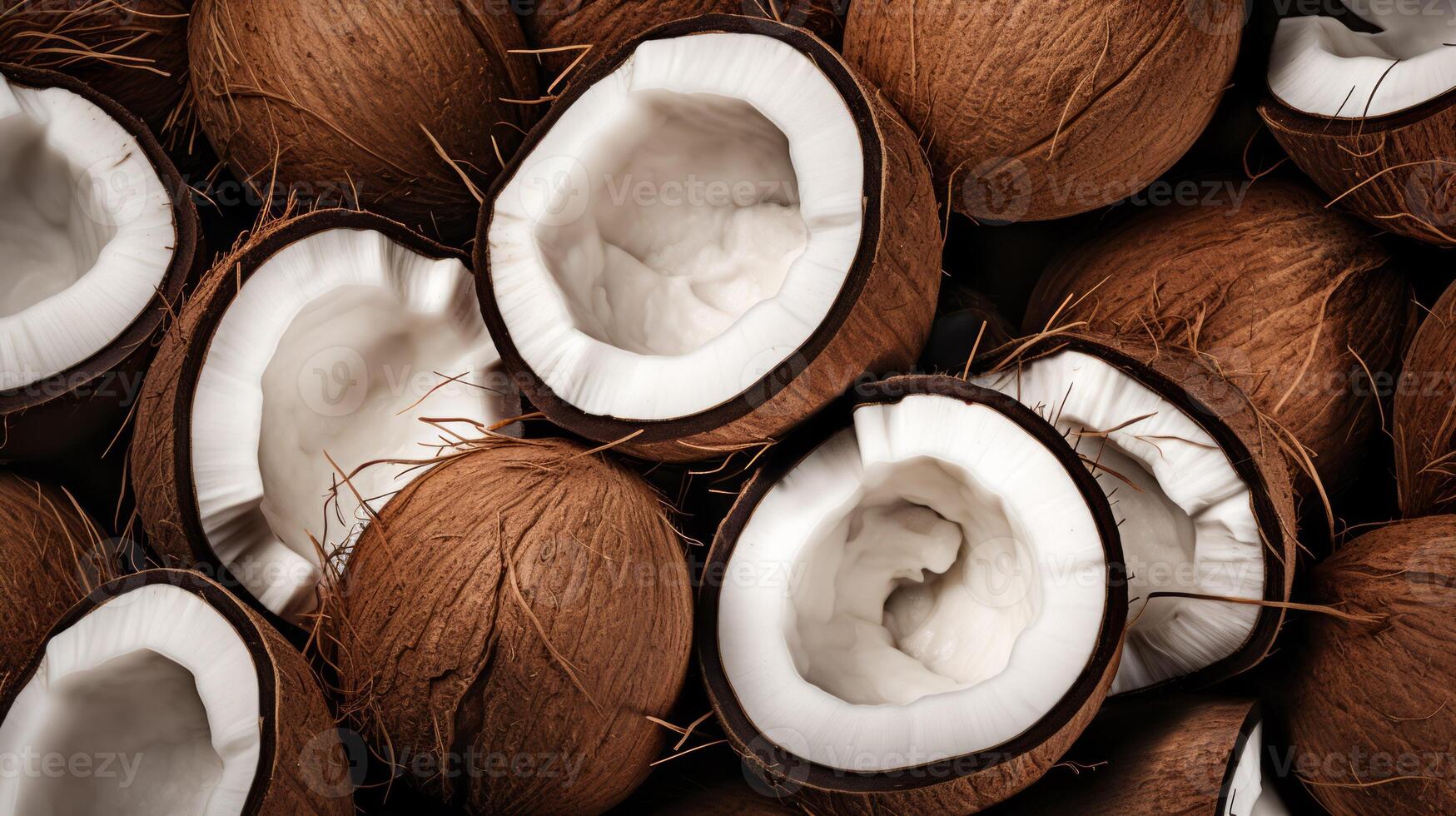 Lots of coconuts background. image photo