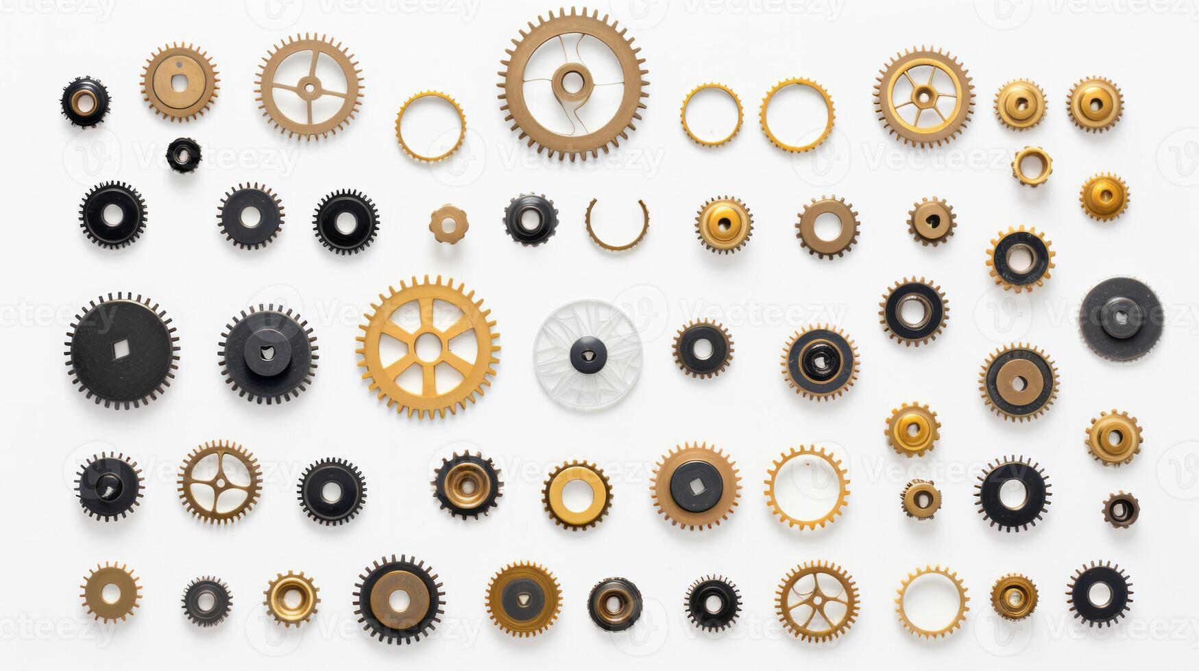 A huge collection of random industrial metal objects isolated on a white background. Neural network photo