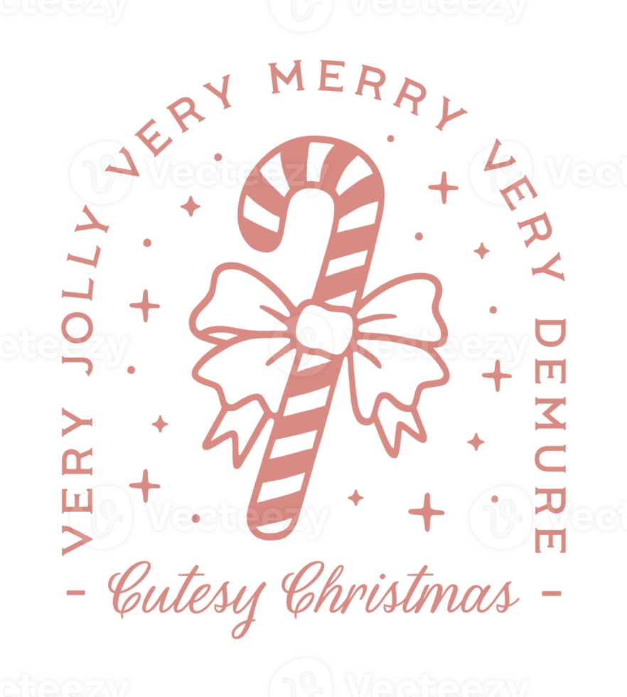 Cutesy Christmas very demure mindful jolly merry Holidays coquette preppy pink aesthetic candy cane girly ribbon bow funny girls quotes printable sticker shirt design clipart transparent background png