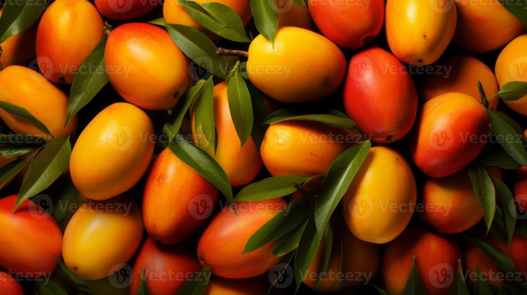 Group of yellow fresh ripe mango pattern. image photo