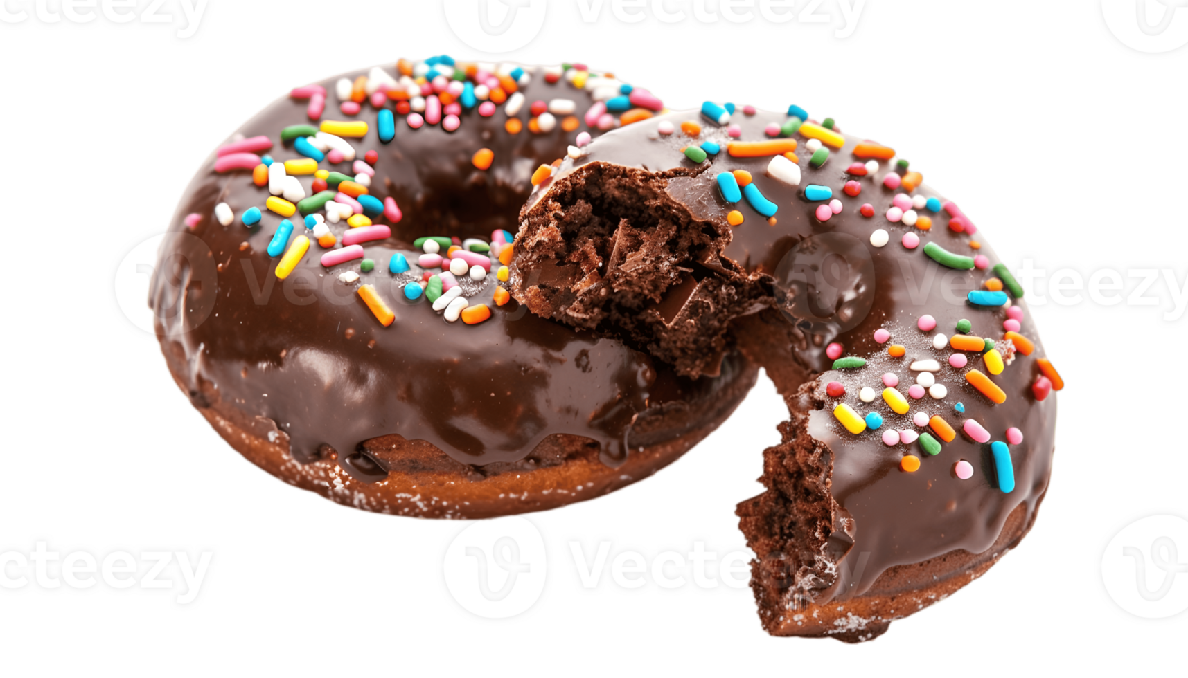 A chocolate donut with sprinkles on it png