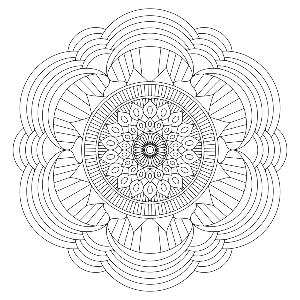 A black and white mandala coloring page png