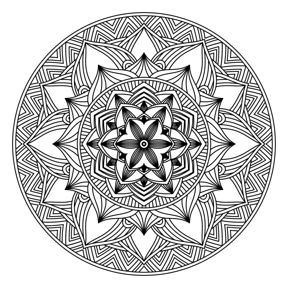 A black and white circular design with a pattern png