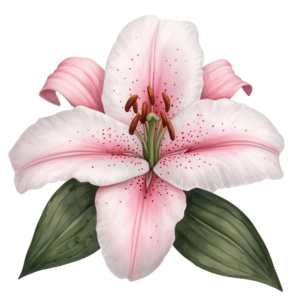 Beautiful pink and white lily flower design. png