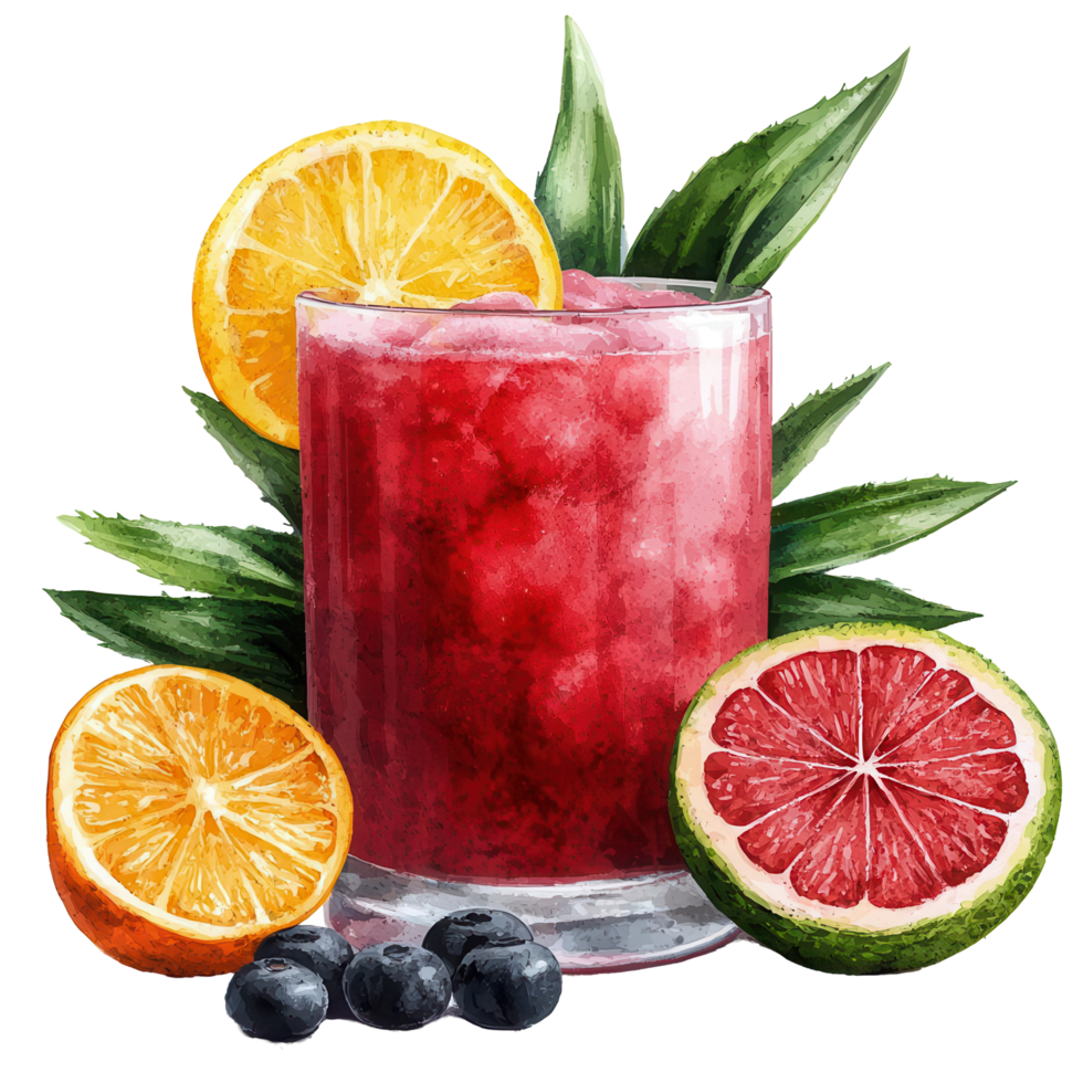 Colorful fruit cocktail with tropical ingredients png