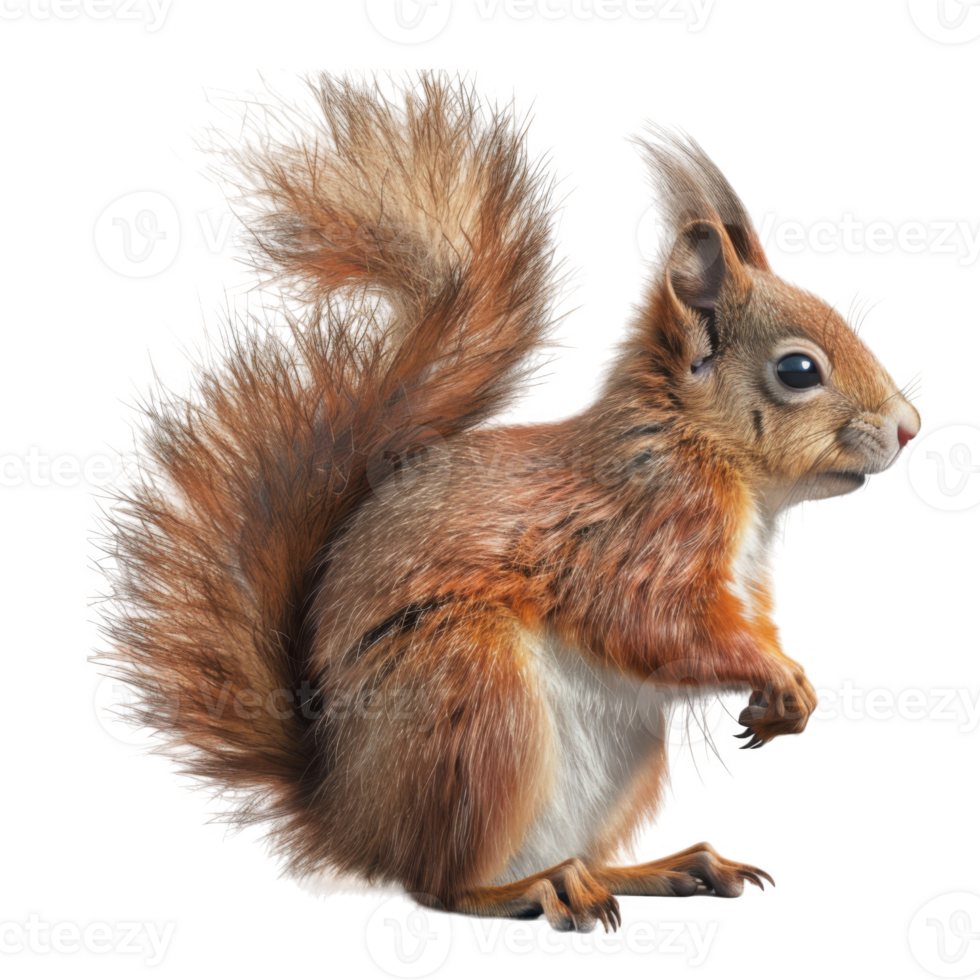A Close-Up Portrait of a Red Squirrel with a Fluffy Tail png