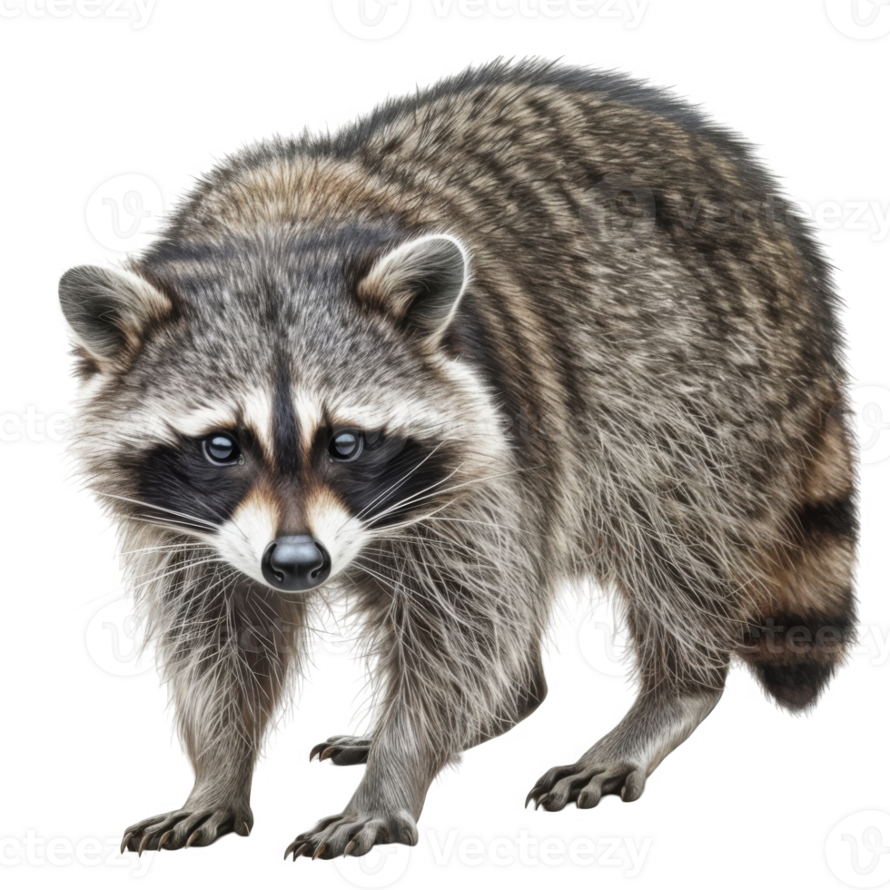 A close-up portrait of a raccoon with its fur prominently displayed png