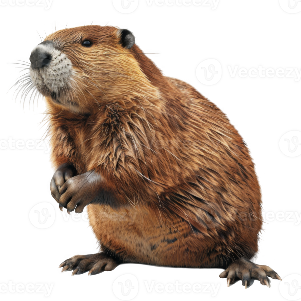 Close-up of a Brown Beaver with Wet Fur png