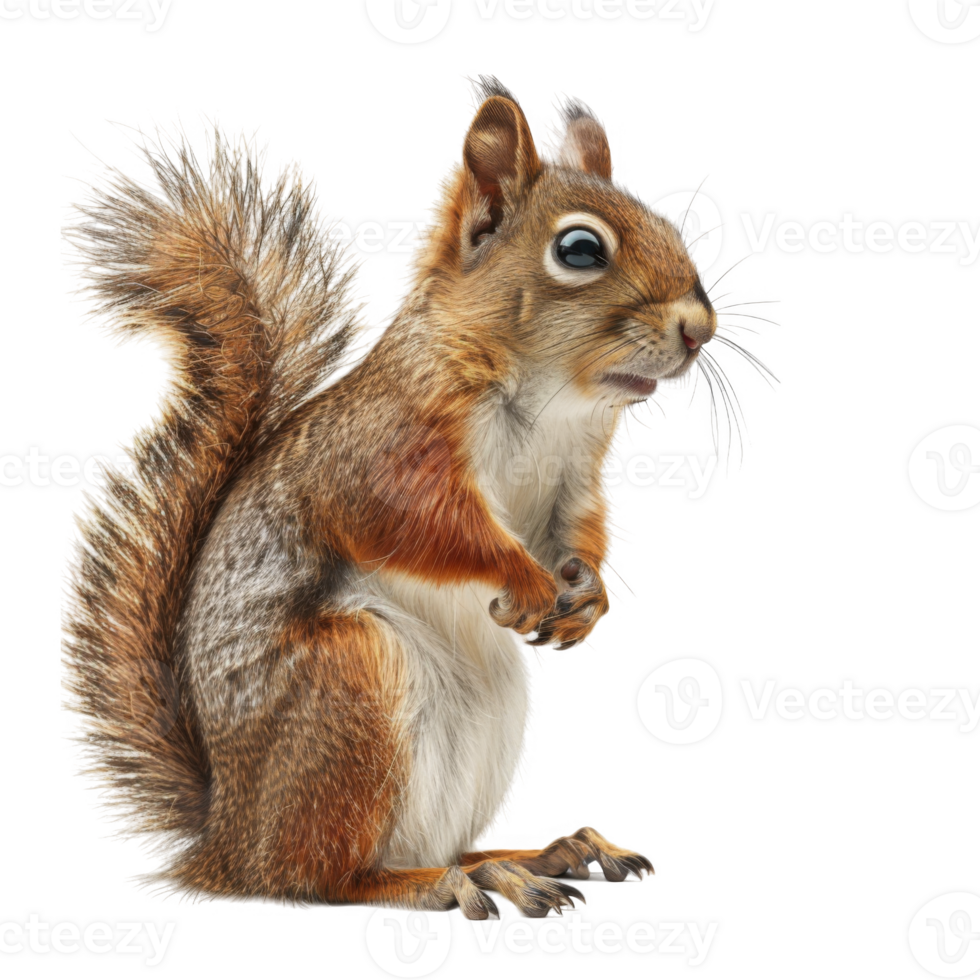 A Red Squirrel with a Fluffy Tail png