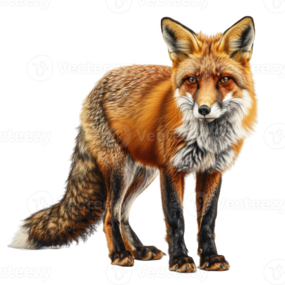A Red Fox Standing with Its Tail Behind It png