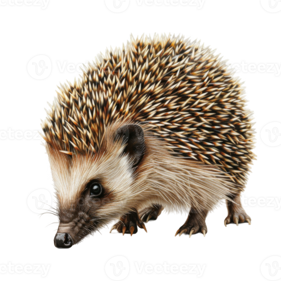 A Close-Up Portrait of a European Hedgehog with Spikes and Fur png