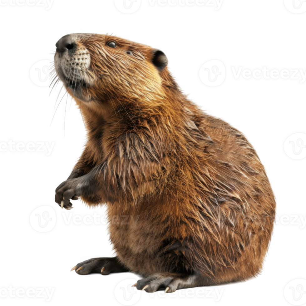 A Close-Up of a Wet Beaver Looking Upwards png