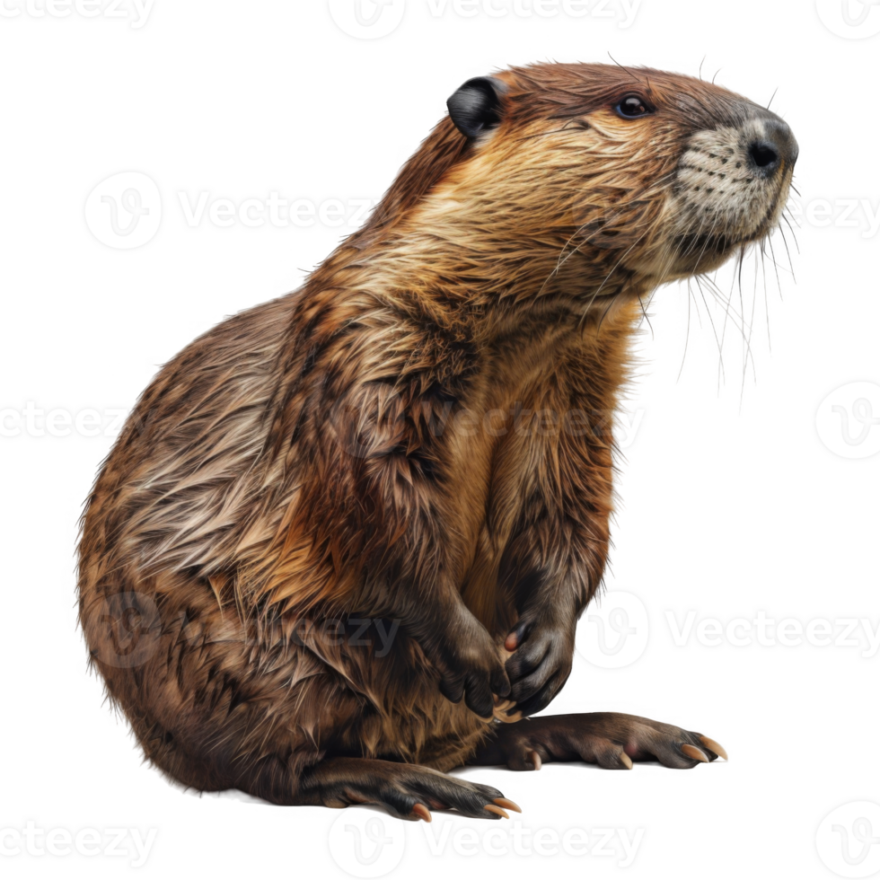 A Close-Up of a Wet Beaver with Fur and Whiskers png