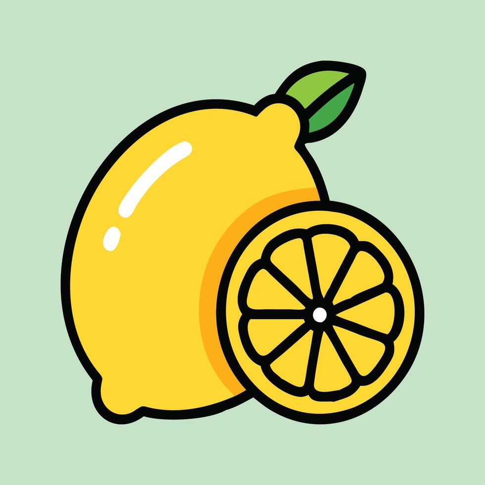 Zesty Freshness The Bright Lemon and Its Juicy Slice vector