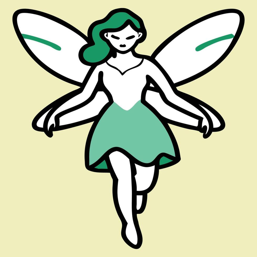 Enchanting Grace The Elegant Fairy with Green Wings vector
