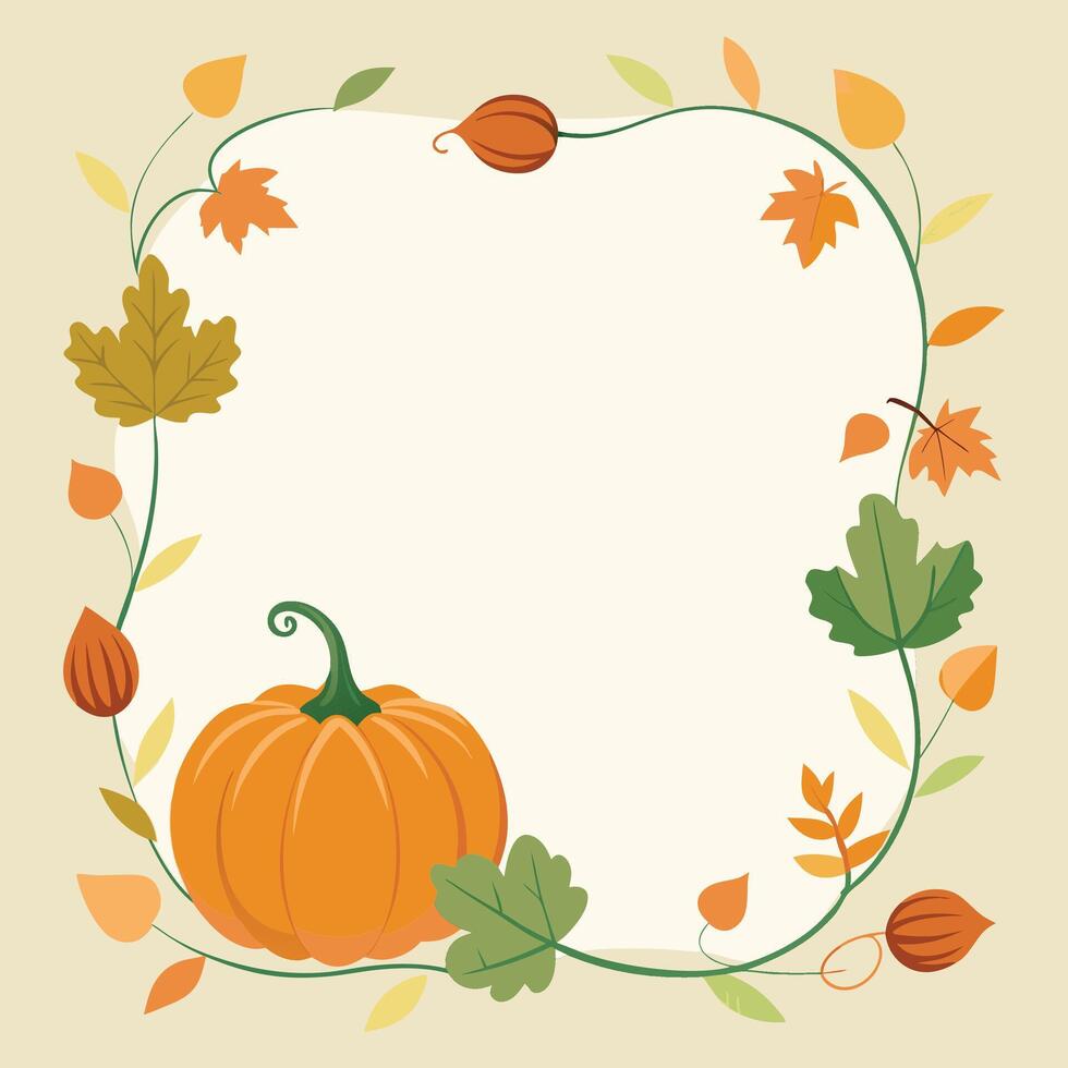 Fall-Themed Pumpkin and Leaf Border vector