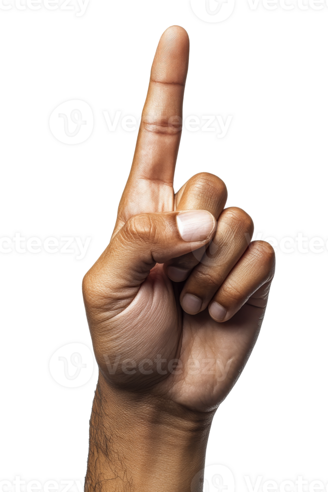 A single finger raised in the air indicating number one against a plain background png