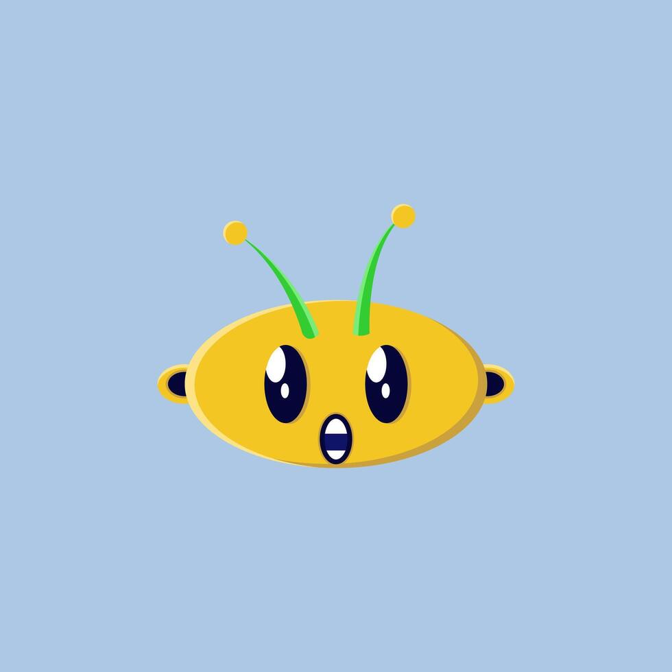 A cartoon emoji of a shocked alien vector