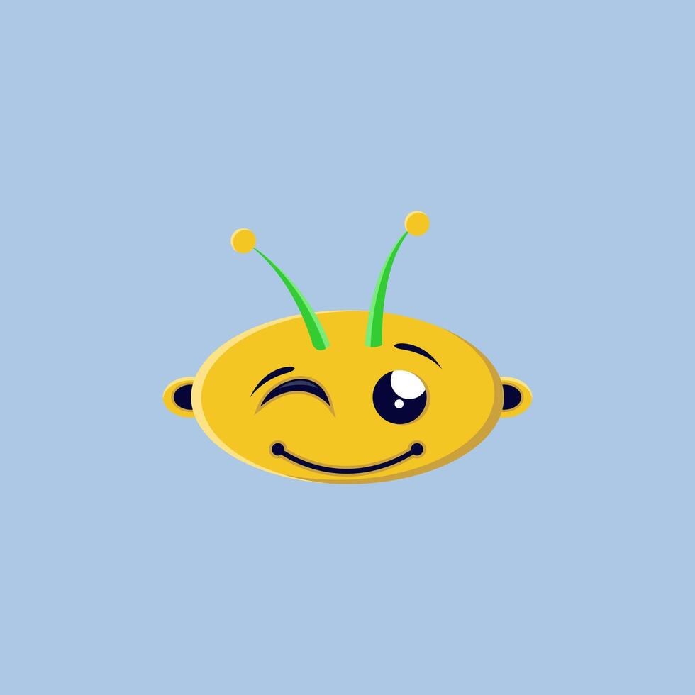 A cartoon emoji of a winking alien vector