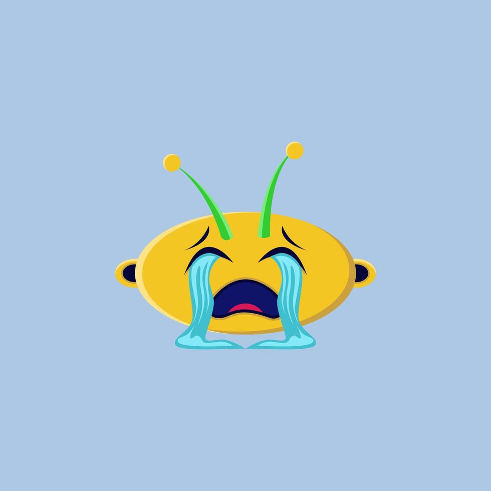 A cartoon emoji of a crying alien vector