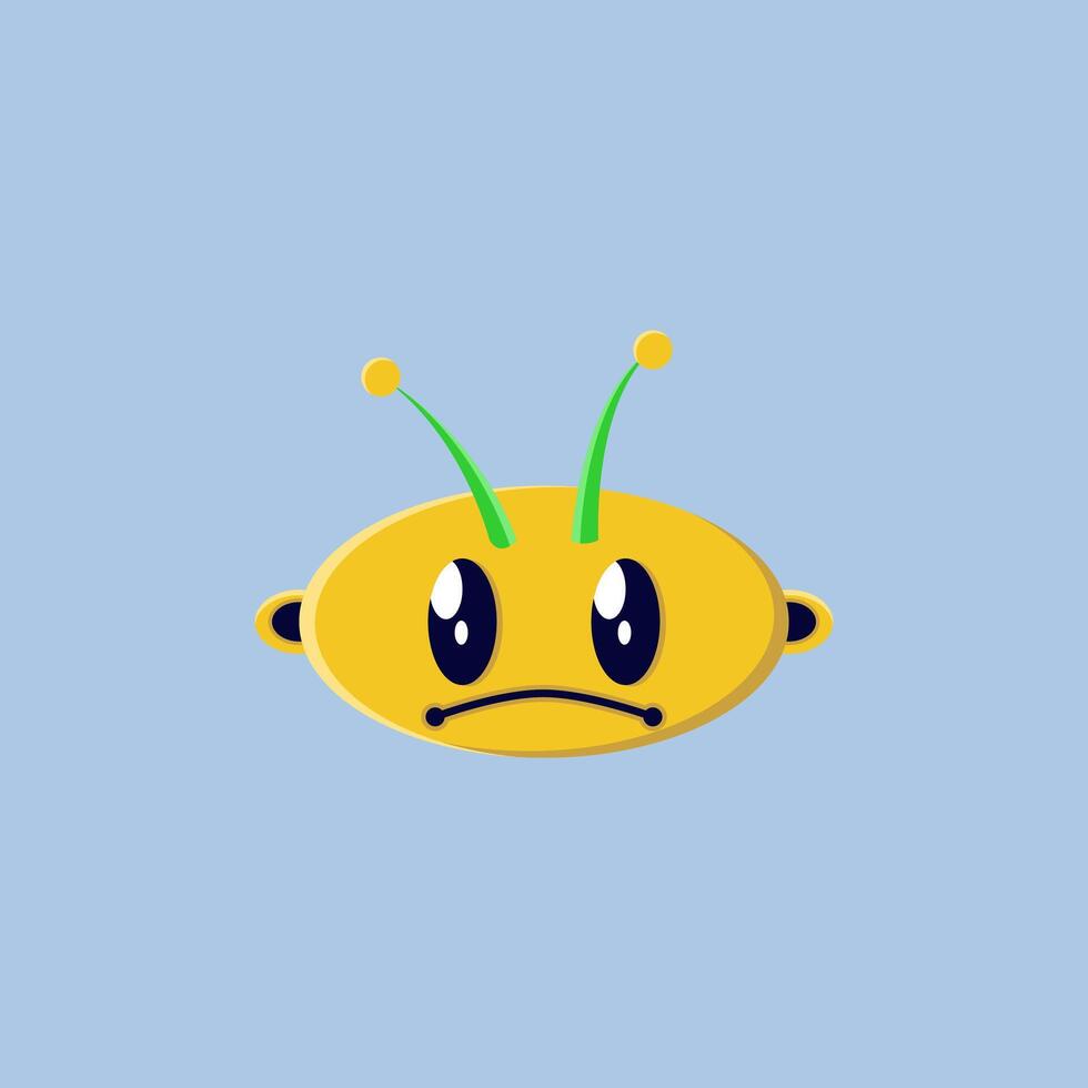 A cartoon emoji of a sad alien vector