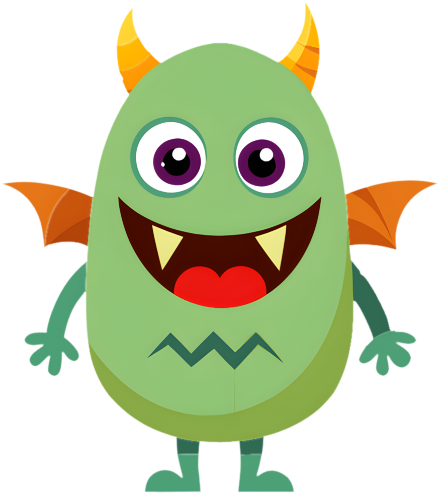 Adorable Cartoon Monster Smiling, Perfect for Kids Designs. . png