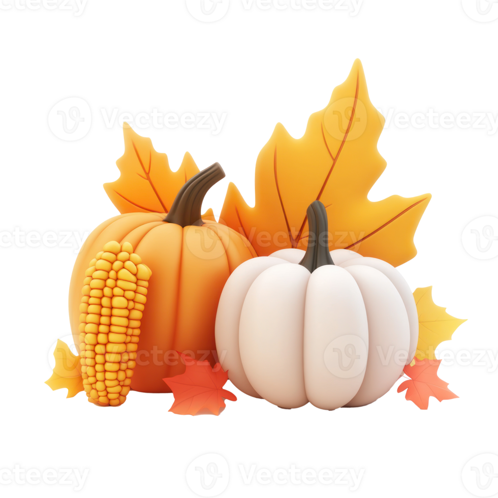 thanksgiving pumpkin and corn on a transparent background png