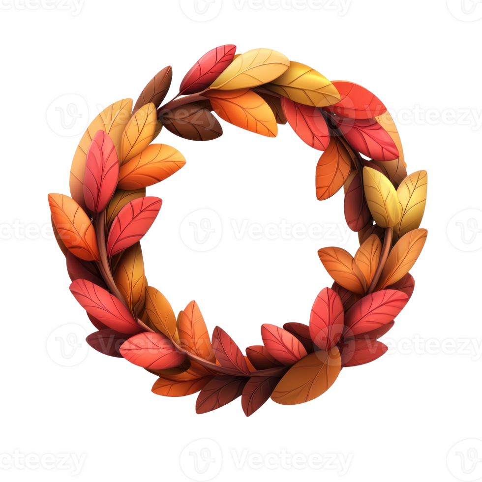 autumn leaves wreath on transparent background png