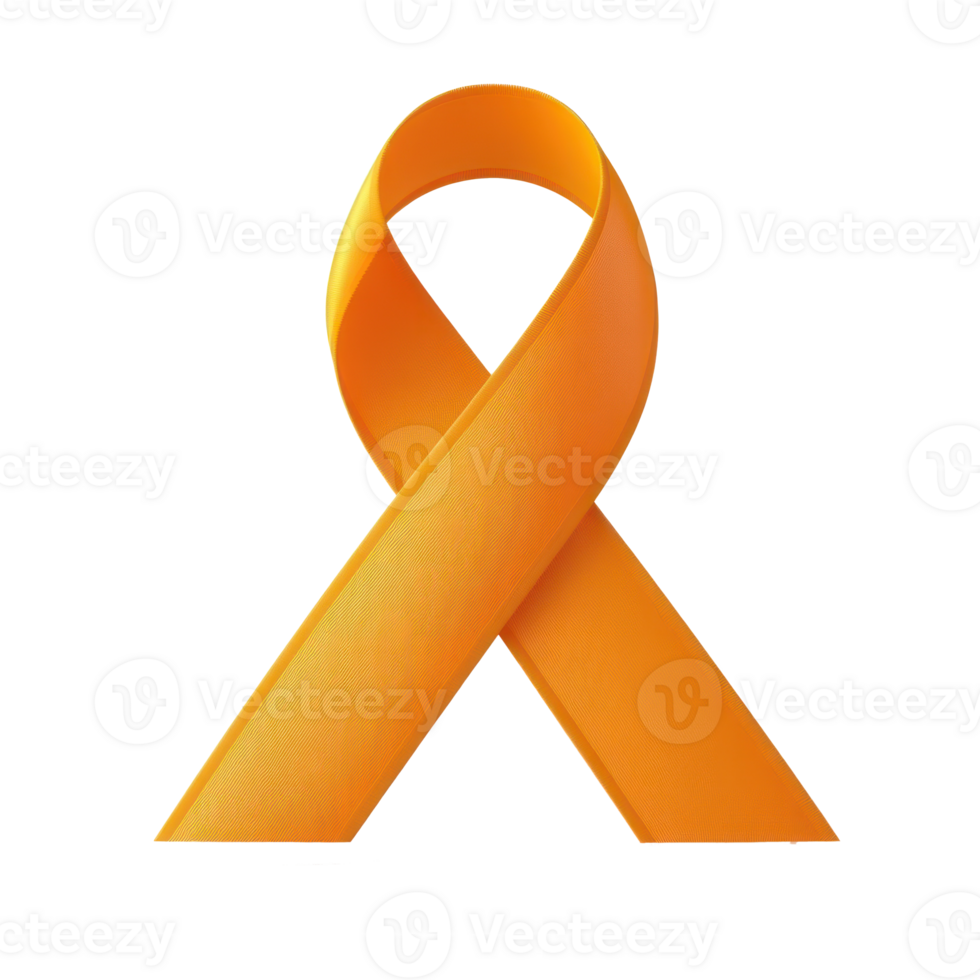 orange awareness ribbon icon on transparent background png