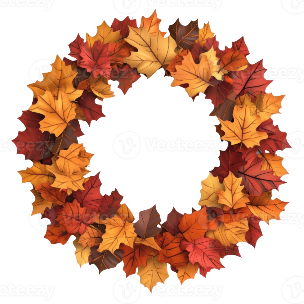 a wreath of autumn leaves on a transparent background png