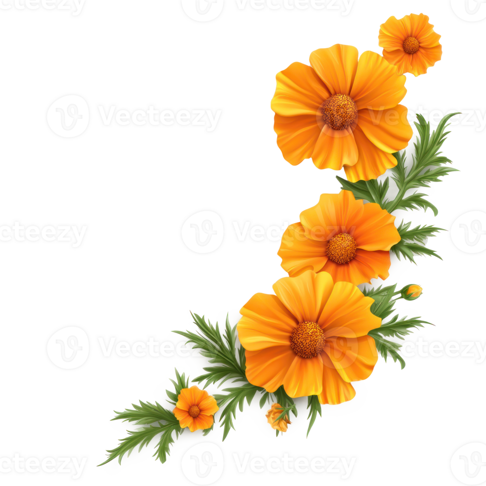 orange flowers 3D icon cartoon on a white background png